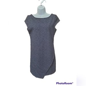 Zara Trafaluc Navy Blue & White Polka Dot Asymmetric Hem Dress Size M